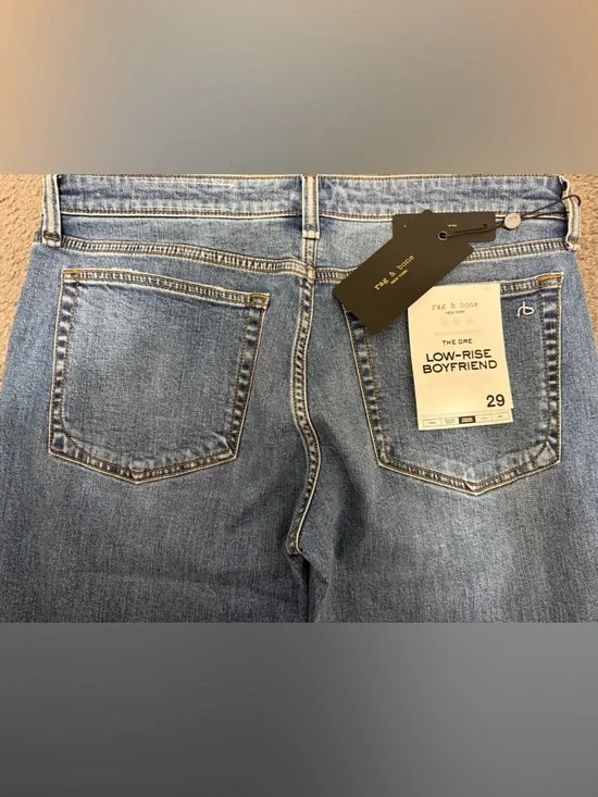 rag & bone light blue low-rise boyfriend jeans - Picture 3 of 4